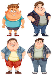 Sticker - Set of overweight male cartoon character