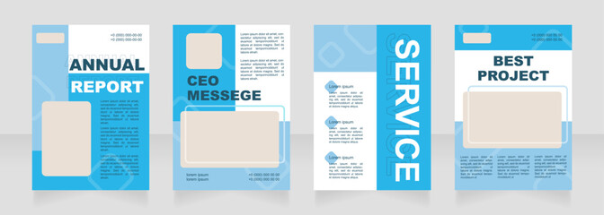 Commercial modern blank brochure layout design. Real estate. Vertical poster template set with empty copy space for text. Premade corporate reports collection. Editable flyer paper pages