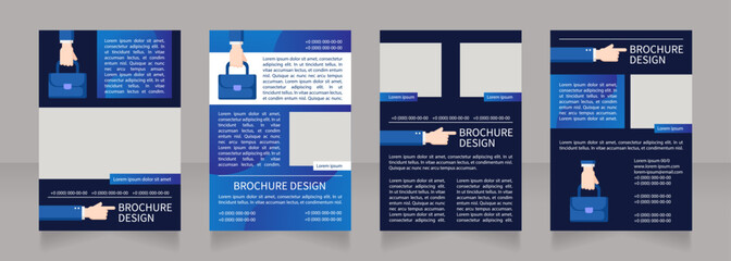 Recruitment tool investing blank brochure layout design. Vertical poster template set with empty copy space for text. Premade corporate reports collection. Editable flyer 4 paper pages