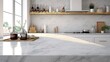 © ttonaorh - Interior of modern kitchen with white marble countertop and wooden