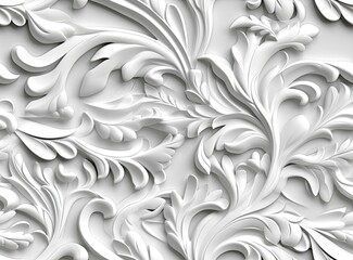 Sticker - Patterns on the ceiling gypsum sheets of white flowers, plaster background - floral pattern, seamless pattern. Created with Generative AI technology.