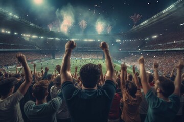 Group of fans are cheering for their team victory Generative AI