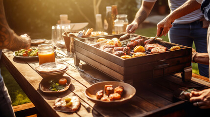 some friends grilling outdoors