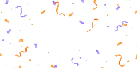 Wall Mural - falling orange and purple confetti background for festive party decorations. vector illustration