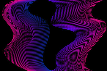 Wall Mural - abstract background from dots and lines intertwining, fractal texture with gradient, cyber futuristi