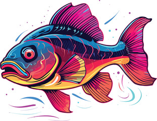 Fish color, fish neon vector, fish vector design, colorful fish free downlaod, fishing, vector art 