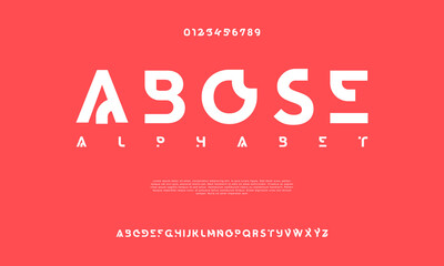 Wall Mural - Abose creative modern urban alphabet font. Digital abstract moslem, futuristic, fashion, sport, minimal technology typography. Simple numeric vector illustration