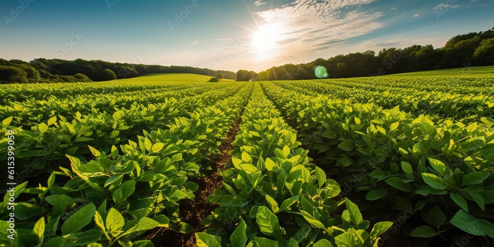 AI Generated. AI Generative. Farm harvest green soybean field. Outdoor ...