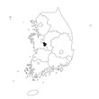 Vector map of the province of Daejeon highlighted highlighted in black on the map of South Korea.