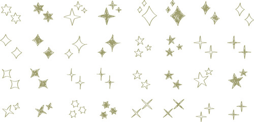 Wall Mural - シンプルな星・キラキラのアイコンセット　黄色　　simple shining icon set