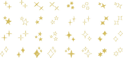 Wall Mural - シンプルな星・キラキラのアイコンセット　黄色　　simple shining icon set