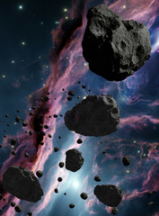 Wall Mural - asteroids in space,3d illustration