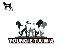 ETAWA YOUNG GOATS LOGO, Silhouette Of Great Black And White Color Breed Goat Standing Vector Illustrations
