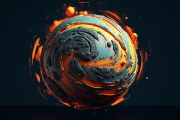 Aufkleber - abstract planet in a geometric style, with sharp edges and intersecting shapes, creating a visually striking and modern representation of a celestial body. Generative AI technology