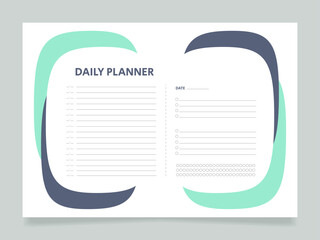 Wall Mural - Personal tasks daily planner worksheet design template. Printable goal setting sheet. Editable time management sample. Scheduling page for organizing personal tasks. Arial Regular font used