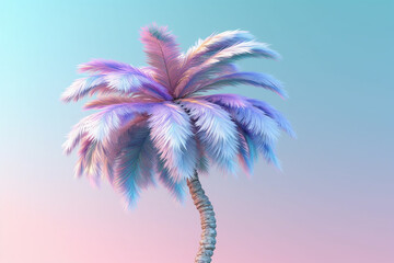 Poster - A pastel-colored Palm tree with a majestic mane, rendered in soft hues of pink, purple, and blue, exuding a serene and regal presence. Generative AI technology