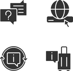 Canvas Print - Actual information for customers black glyph icons set on white space. Online support service. User convenience. Silhouette symbols. Solid pictogram pack. Vector isolated illustration