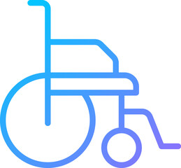 Poster - Wheelchair pixel perfect gradient linear vector icon. Medical transportation device. Injury rehabilitation. Healthcare. Thin line color symbol. Modern style pictogram. Vector isolated outline drawing