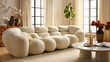 Boucle sofa in a modern living room. Generative AI