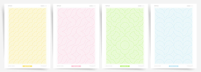 Summer Abstract Geometric Backgrounds in a Trendy Asian Style. Perfect for Business Banners, Cards, Brochures and Catalogues Wave Traditional Japanese Patterns, circles and knots.
