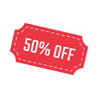 special offer 50 percent, sale coupon icon, 50 percent off discount