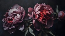 Dark Peony Flower Luxury Background. Generative AI