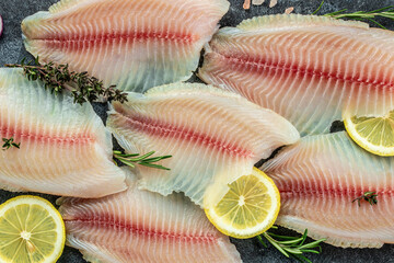 Wall Mural - raw Tilapia fish, skinless meat