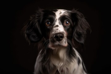 Poster - portrait of dog, sitting and looking directly at the camera, with its head tilted, created with generative ai