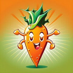 Wall Mural - Funny carrot cartoon mascot, ai generated