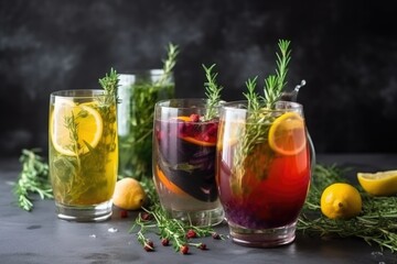 Sticker - refreshing summer lemonade cocktail with mix of juices, teas and herbs, created with generative ai