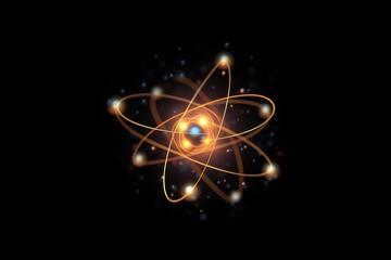 Wall Mural - atomic nucleus electrons neutrons protons. model shows that an atom is mostly empty space, with elec
