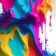 Abstract bright multicolored background, saturated smudges of thick paint and juicy banner color. AI Generation