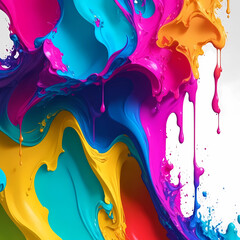abstract bright multicolored background, saturated smudges of thick paint and juicy banner color. ai