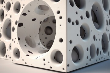 Wall Mural - 3d geometric structure with holes, showing peek of inside, created with generative ai