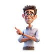 © 7AM - 3D Cute cartoon male teacher character on transparent background. Generative AI