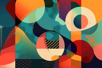 Wall Mural - a series of abstract and colorful shapes in a graphic pattern, created with generative ai