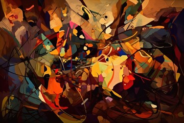 Wall Mural - abstract, chaotic composition with shapes of different size and form, created with generative ai