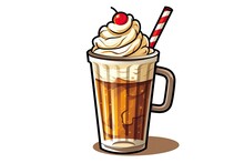 A Bold And Vibrant Clipart-style Illustration Of A Root Beer Float, Featuring A Frothy And Creamy Ice Cream Topping Generative AI.