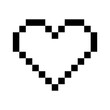 Empty Pixelated Heart Icon. Emptiness, void, absence of love, loneliness, longing, vacant emotions, digital symbol, pixel art, retro, nostalgia. Vector line icon for Business and Advertising
