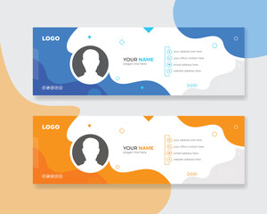 Sticker - email signature vector templates with an author photo place Modern business layout corporate awesome creative Email Signature Template, Gradient Theme Email Signature Layout.
