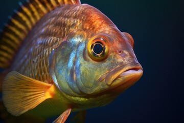 Sticker - Bluegill Fish Close-up Swimming in Shallow Sea