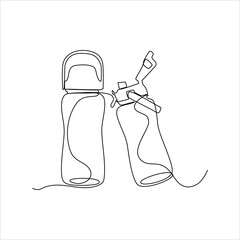 Wall Mural - Continuous line drawing of a drink bottle