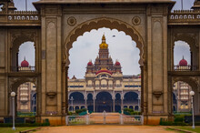 Gate Into Mysore Palace, Now A Hotel; Mysore, Rajasthan, India