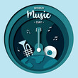 World Music Day concept in paper art style. Suitable to use for postcard, greeting card, or social media post.
