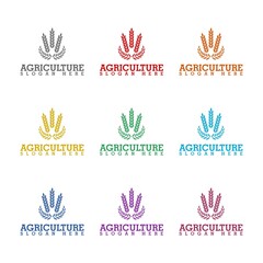 Canvas Print - Agriculture wheat Logo Template icon isolated on white background. Set icons colorful