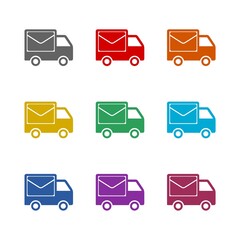 Canvas Print - Post Truck Car icon isolated on white background. Set icons colorful