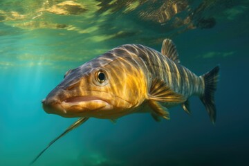 Wall Mural - Catfish Swimming Near the Surface of the Water