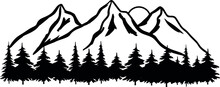 Mountains Trees Adventure SVG Cut File For Cricut And Silhouette, EPS Vector, PNG , JPEG , Zip Folder 