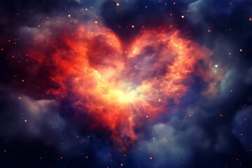 Wall Mural - heart galaxy in space, grunge painting made with generative ai
