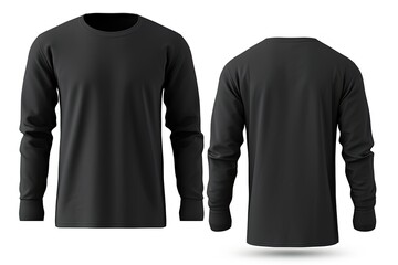 Black long shirt, clothes on isolated white background.